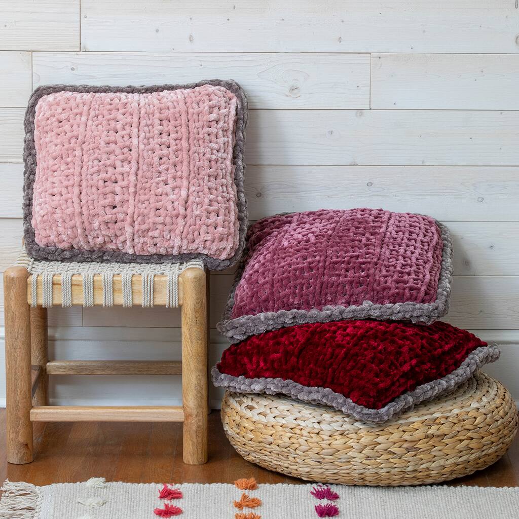 Loops Threads Chunky Velvet Knit Textured Rib Pillow Loops Threads Chunky Velvet Knit Textured Rib Pillow